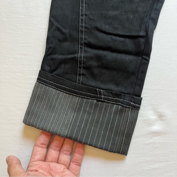 LIP SERVICE vintage y2k denim contrast stitch sailor low rise culotte capri cuff - Picture 2 of 7